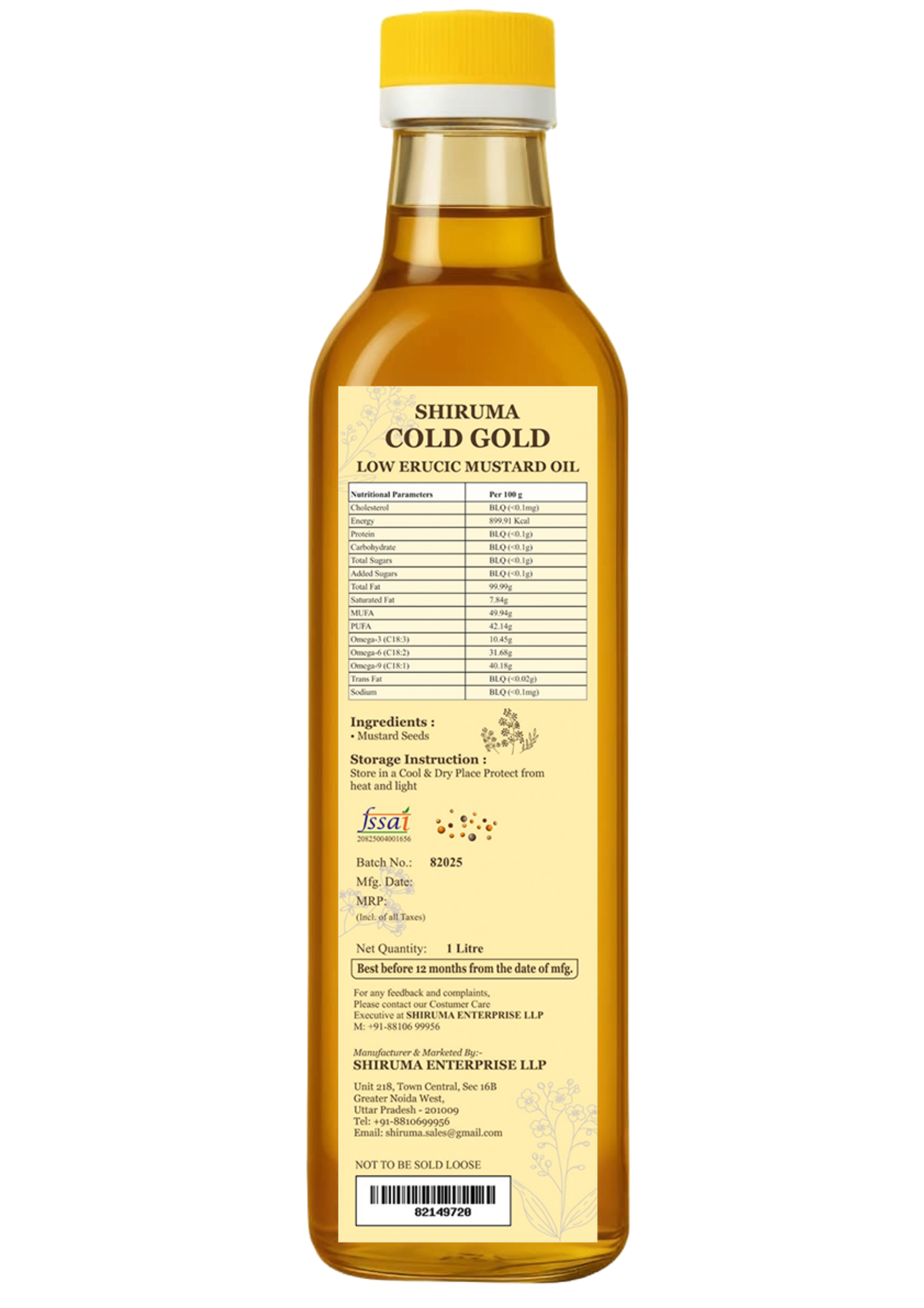 Shiruma FarmPure ColdGold – Low Erucic Mustard Oil