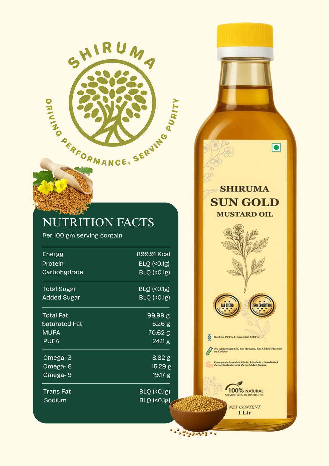 Shiruma FarmPure  SunGold –Mustard Oil
